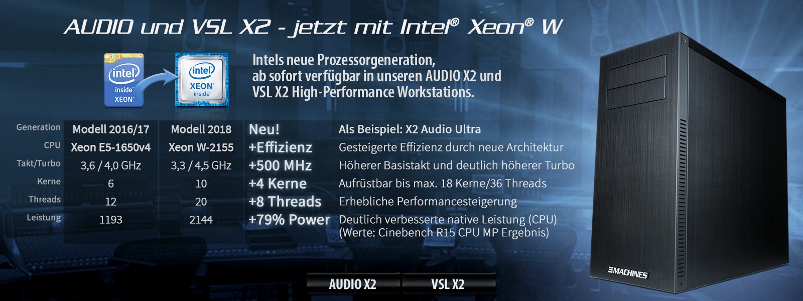 AUDIO X2 WORKSTATIONS with Intel´s newest CPU generation Xeon W
