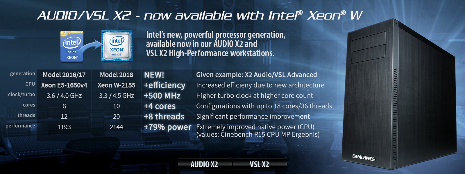 AUDIO X2 WORKSTATIONS with Intel´s newest CPU generation Xeon W